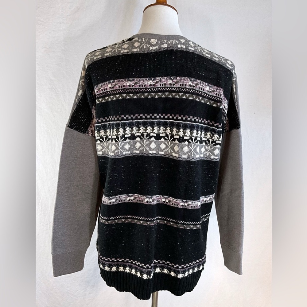 Lucky Brand Fair Isle Sweater Sweatshirt Gray Size Small Cozy Knit